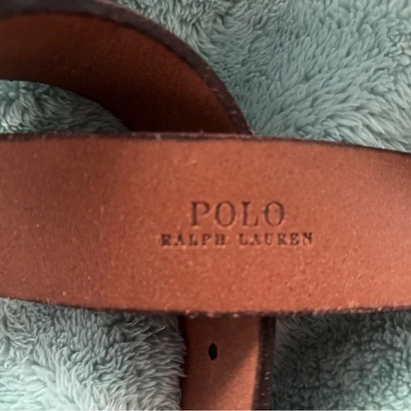 Polo by Ralph Lauren Tan Leather Belt with Bear Buckle - Picture 3 of 8